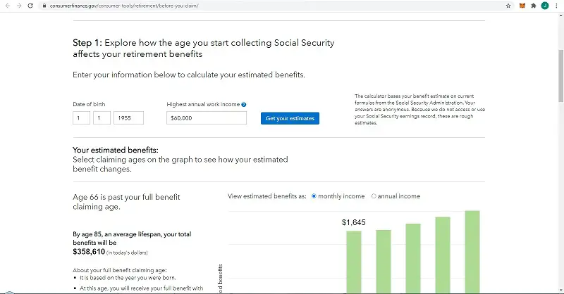 The Consumer Finance Protection Bureau retirement planner has a nice simple interface